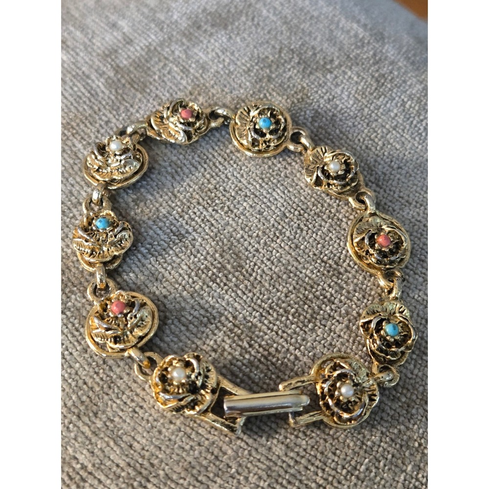 Goldette Unsigned Victorian Revival Bracelet Vintage